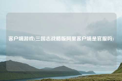 客户端游戏(三国志战略版阿里客户端是官服吗)