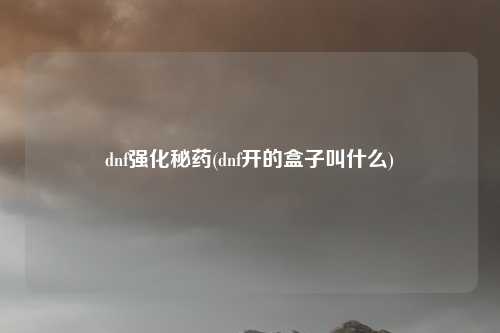 dnf强化秘药(dnf开的盒子叫什么)