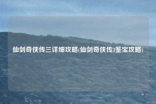 仙剑奇侠传三详细攻略(仙剑奇侠传3鉴宝攻略)