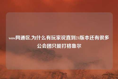wow网通区,为什么有玩家说直到24版本还有很多公会团只能打格鲁尔