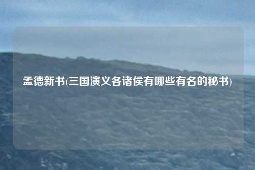 孟德新书(三国演义各诸侯有哪些有名的秘书)