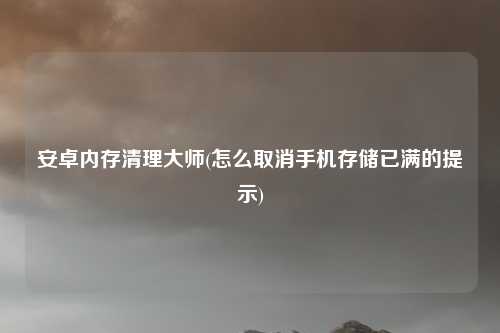 安卓内存清理大师(怎么取消手机存储已满的提示)