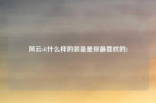风云sf(什么样的装备是你最喜欢的)