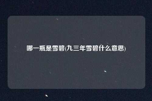 哪一瓶是雪碧(九三年雪碧什么意思)