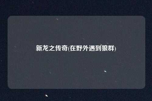 新龙之传奇(在野外遇到狼群)