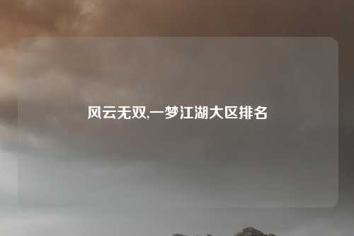 风云无双,一梦江湖大区排名