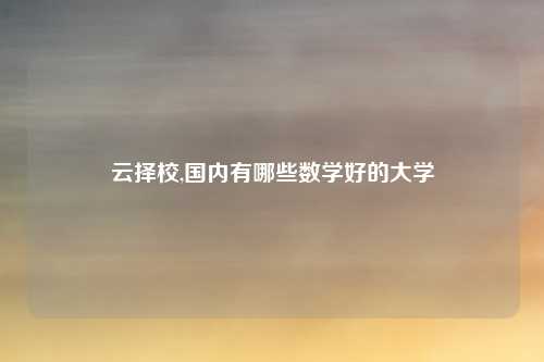 云择校,国内有哪些数学好的大学