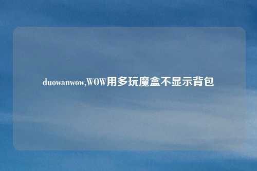 duowanwow,WOW用多玩魔盒不显示背包