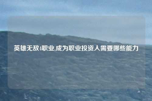 英雄无敌4职业,成为职业投资人需要哪些能力