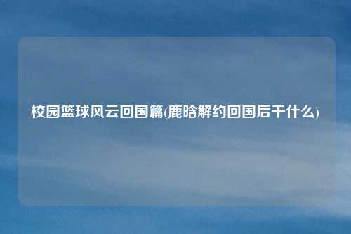 校园篮球风云回国篇(鹿晗解约回国后干什么)