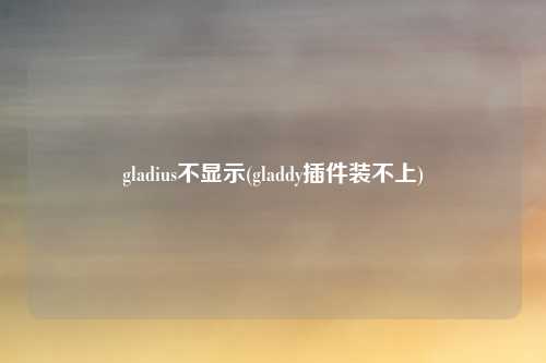 gladius不显示(gladdy插件装不上)