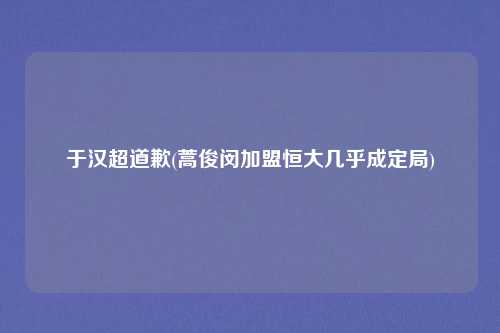 于汉超道歉(蒿俊闵加盟恒大几乎成定局)