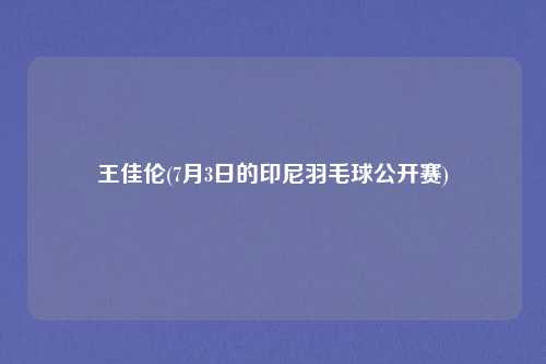 王佳伦(7月3日的印尼羽毛球公开赛)