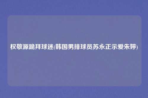 权敬源跪拜球迷(韩国男排球员苏永正示爱朱婷)