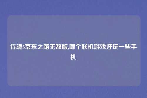 侍魂5京东之路无敌版,哪个联机游戏好玩一些手机