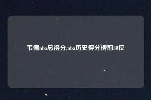 韦德nba总得分,nba历史得分榜前30位