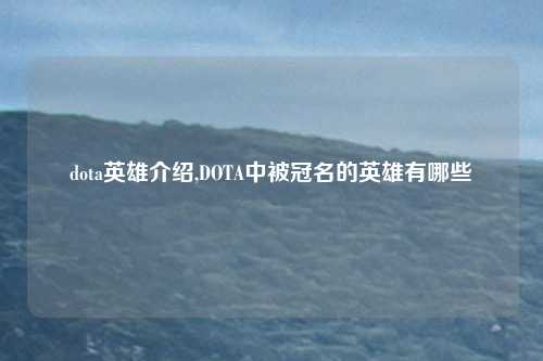 dota英雄介绍,DOTA中被冠名的英雄有哪些