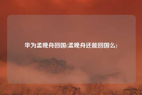 华为孟晚舟回国(孟晚舟还能回国么)