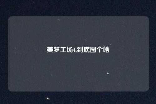 美梦工场4,到底图个啥