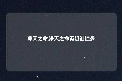 净天之命,净天之命英雄谁控多