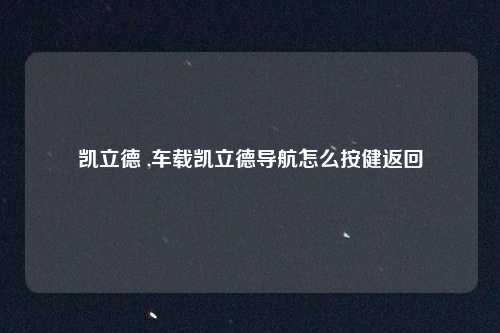 凯立德 ,车载凯立德导航怎么按健返回