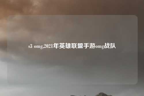 s3 omg,2021年英雄联盟手游omg战队