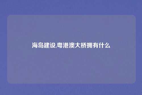海岛建设,粤港澳大桥拥有什么