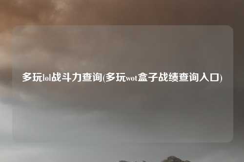多玩lol战斗力查询(多玩wot盒子战绩查询入口)