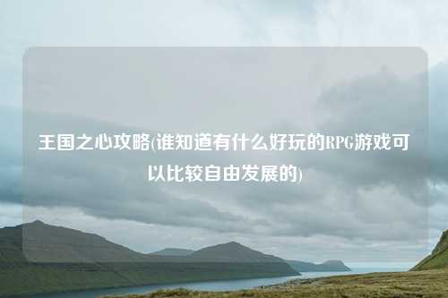 王国之心攻略(谁知道有什么好玩的RPG游戏可以比较自由发展的)