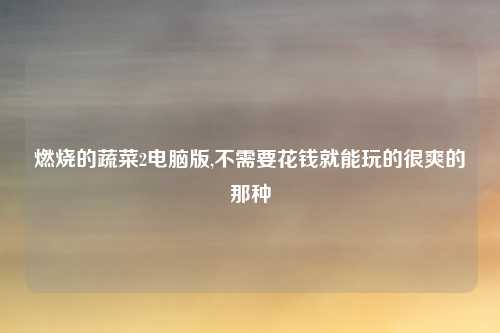 燃烧的蔬菜2电脑版,不需要花钱就能玩的很爽的那种