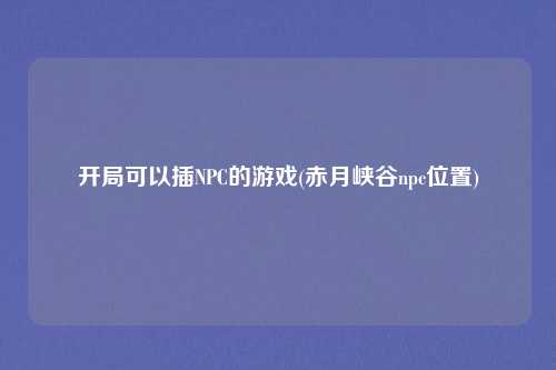 开局可以插NPC的游戏(赤月峡谷npc位置)