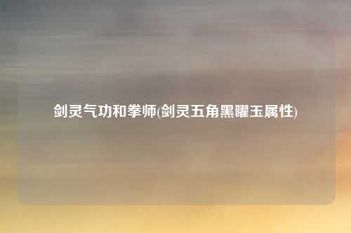 剑灵气功和拳师(剑灵五角黑曜玉属性)