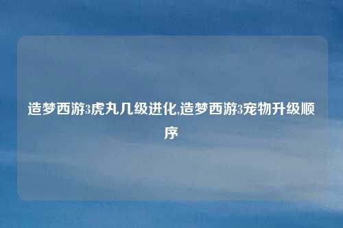造梦西游3虎丸几级进化,造梦西游3宠物升级顺序