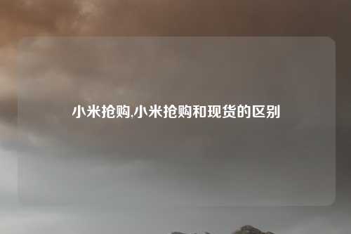 小米抢购,小米抢购和现货的区别