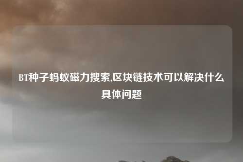 BT种子蚂蚁磁力搜索,区块链技术可以解决什么具体问题