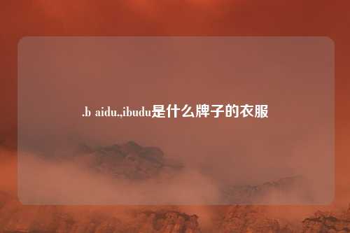 .b aidu.,ibudu是什么牌子的衣服