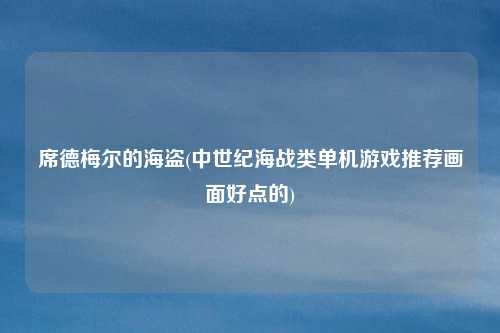 席德梅尔的海盗(中世纪海战类单机游戏推荐画面好点的)