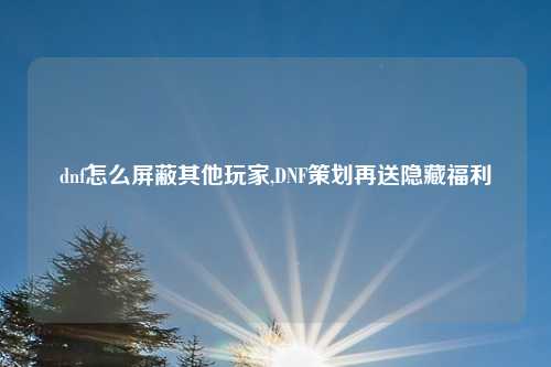 dnf怎么屏蔽其他玩家,DNF策划再送隐藏福利