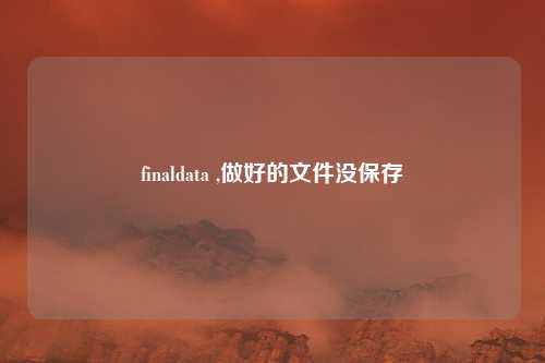 finaldata ,做好的文件没保存