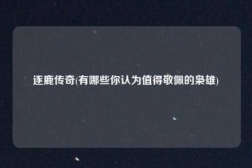 逐鹿传奇(有哪些你认为值得敬佩的枭雄)