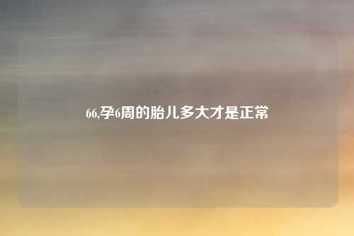 66,孕6周的胎儿多大才是正常