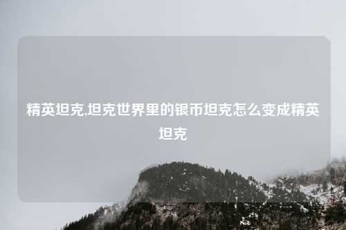 精英坦克,坦克世界里的银币坦克怎么变成精英坦克