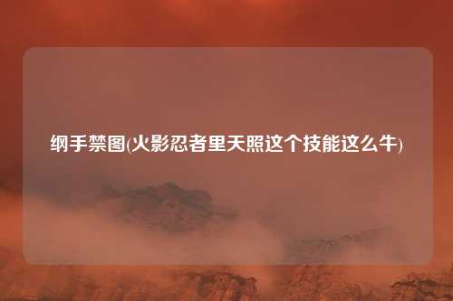 纲手禁图(火影忍者里天照这个技能这么牛)