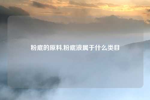 粉底的原料,粉底液属于什么类目