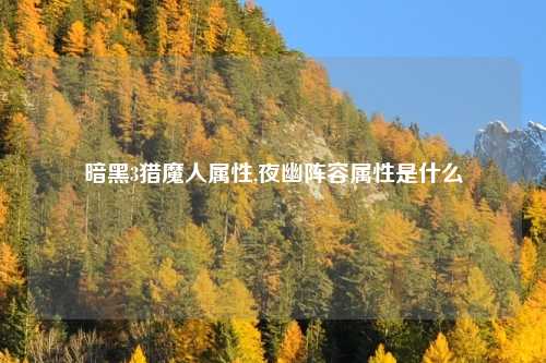 暗黑3猎魔人属性,夜幽阵容属性是什么