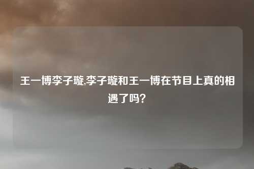 王一博李子璇,李子璇和王一博在节目上真的相遇了吗？