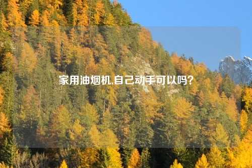 家用油烟机,自己动手可以吗？