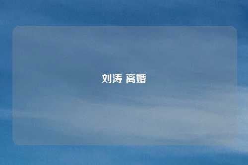 刘涛 离婚