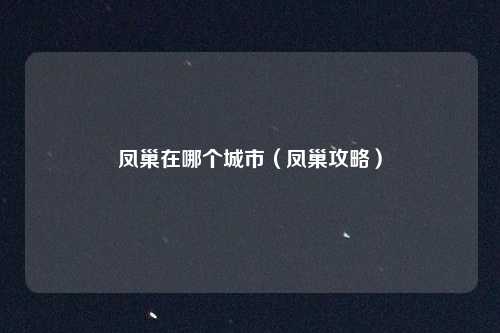 凤巢在哪个城市(凤巢攻略)