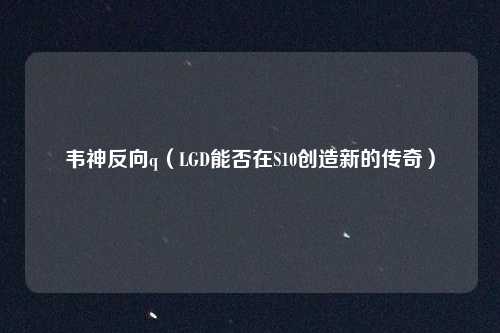 韦神反向q(LGD能否在S10创造新的传奇)